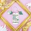 Plant Lover Keychain for Women, Gardener, Plant Lady - Silver Stainless Steel, 1.2 x 1.2 x 0.5 inches